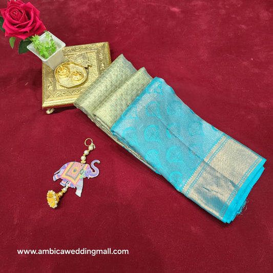 Kanchi Pattu bridal Gold Handloom Saree - Ambica Wedding Mall