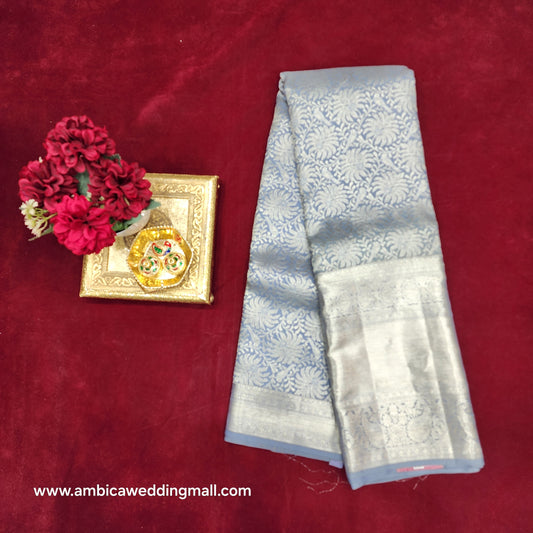 Pure Resham Pastel Kanchi Pattu self saree - Ambica Wedding Mall