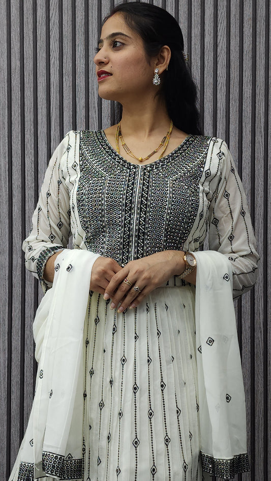 Crop Top Black & White Spl Fancy Designer Dress - Ambica Wedding Mall