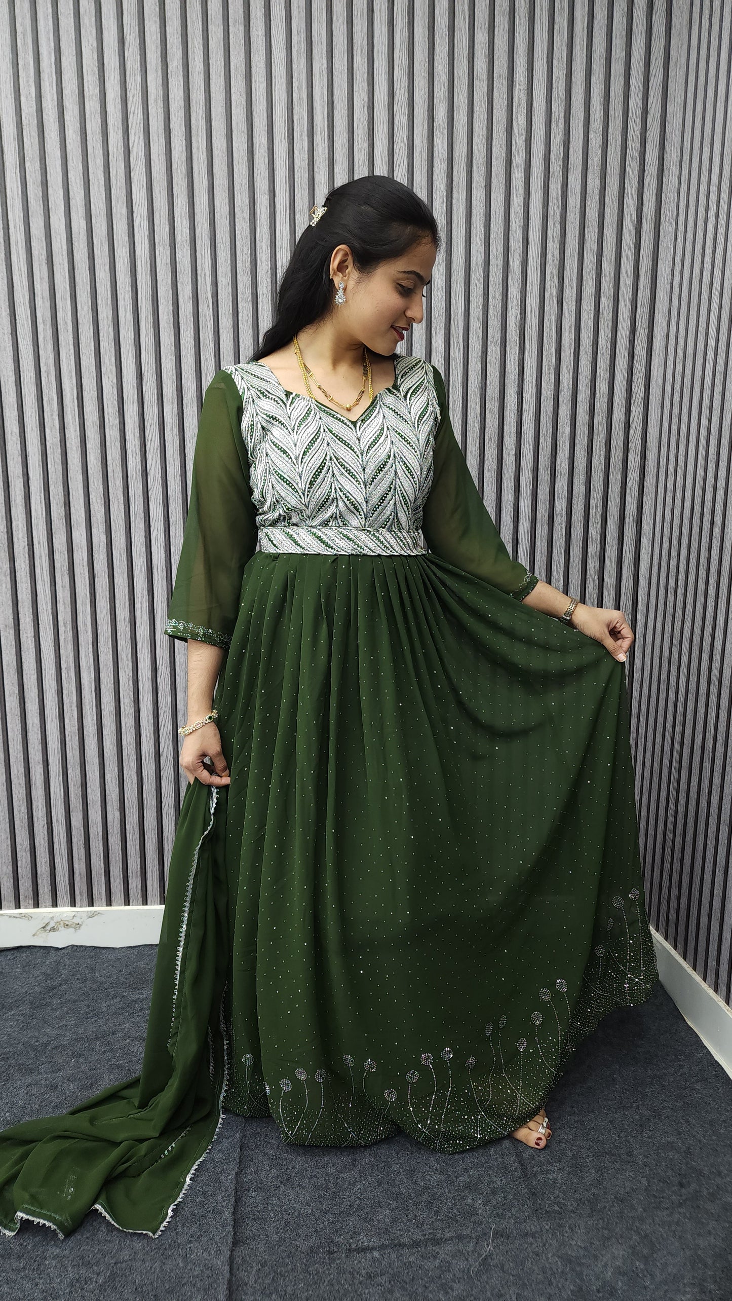 Designer Dress Patch Green Spl Fancy Work - Ambica Wedding Mall
