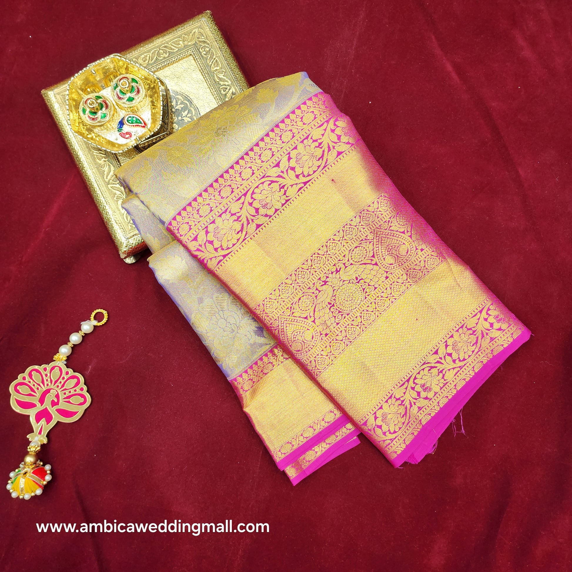 Pure Resham Bridal Kanchi Pattu Handloom Saree - Ambica Wedding Mall