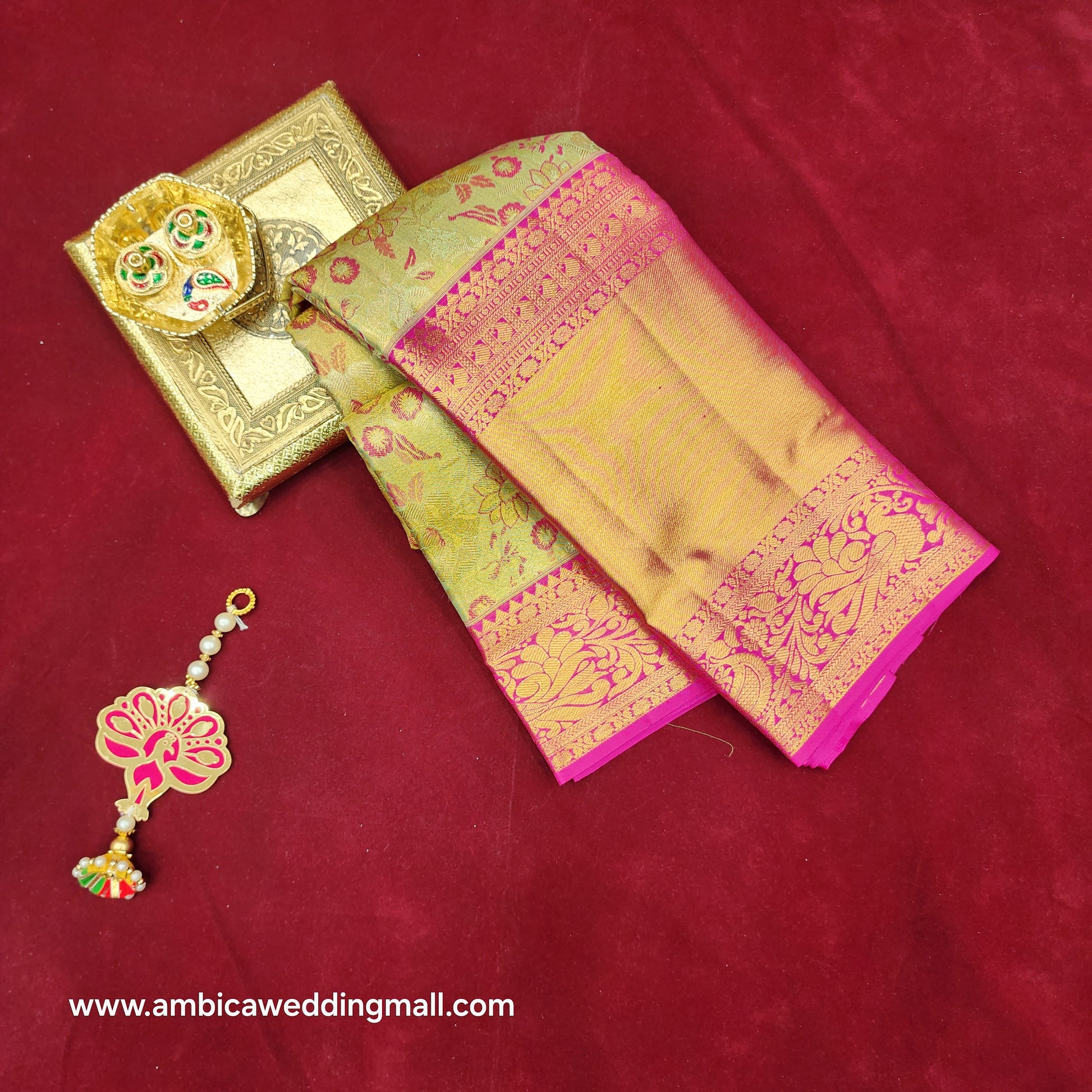 Pure Resham Bridal Kanchi Pattu Handloom Saree - Ambica Wedding Mall