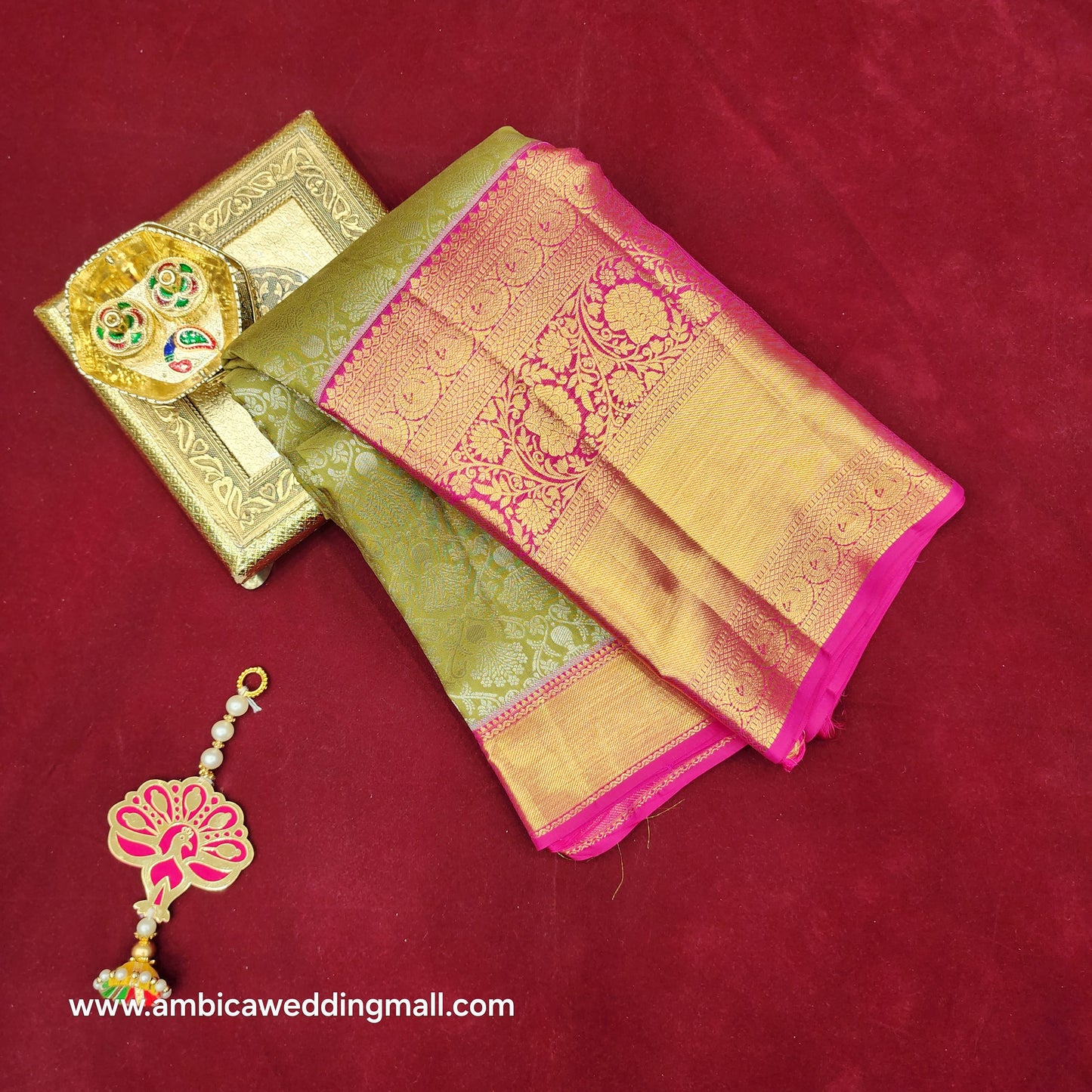 Pure Resham Bridal Kanchi Pattu Handloom Saree - Ambica Wedding Mall