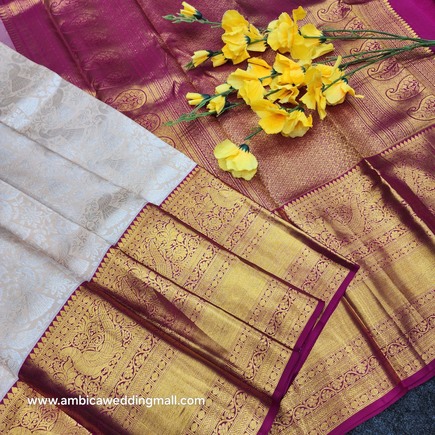 Pure Resham Bridal Kanchi Pattu Handloom Saree - Ambica Wedding Mall