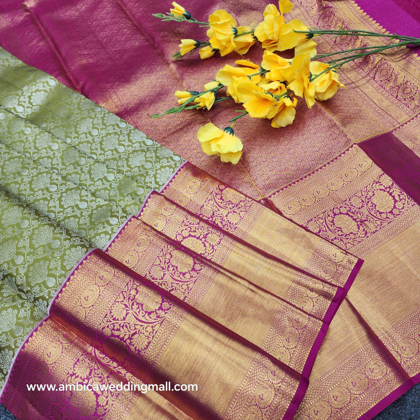 Pure Resham Bridal Kanchi Pattu Handloom Saree - Ambica Wedding Mall
