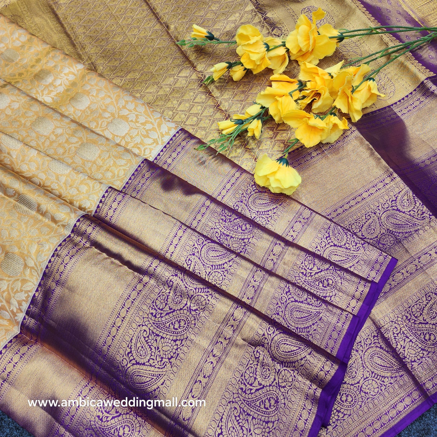 Pure Resham Bridal Kanchi Pattu Handloom Saree - Ambica Wedding Mall