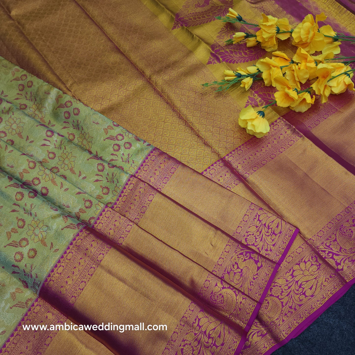 Pure Resham Bridal Kanchi Pattu Handloom Saree - Ambica Wedding Mall