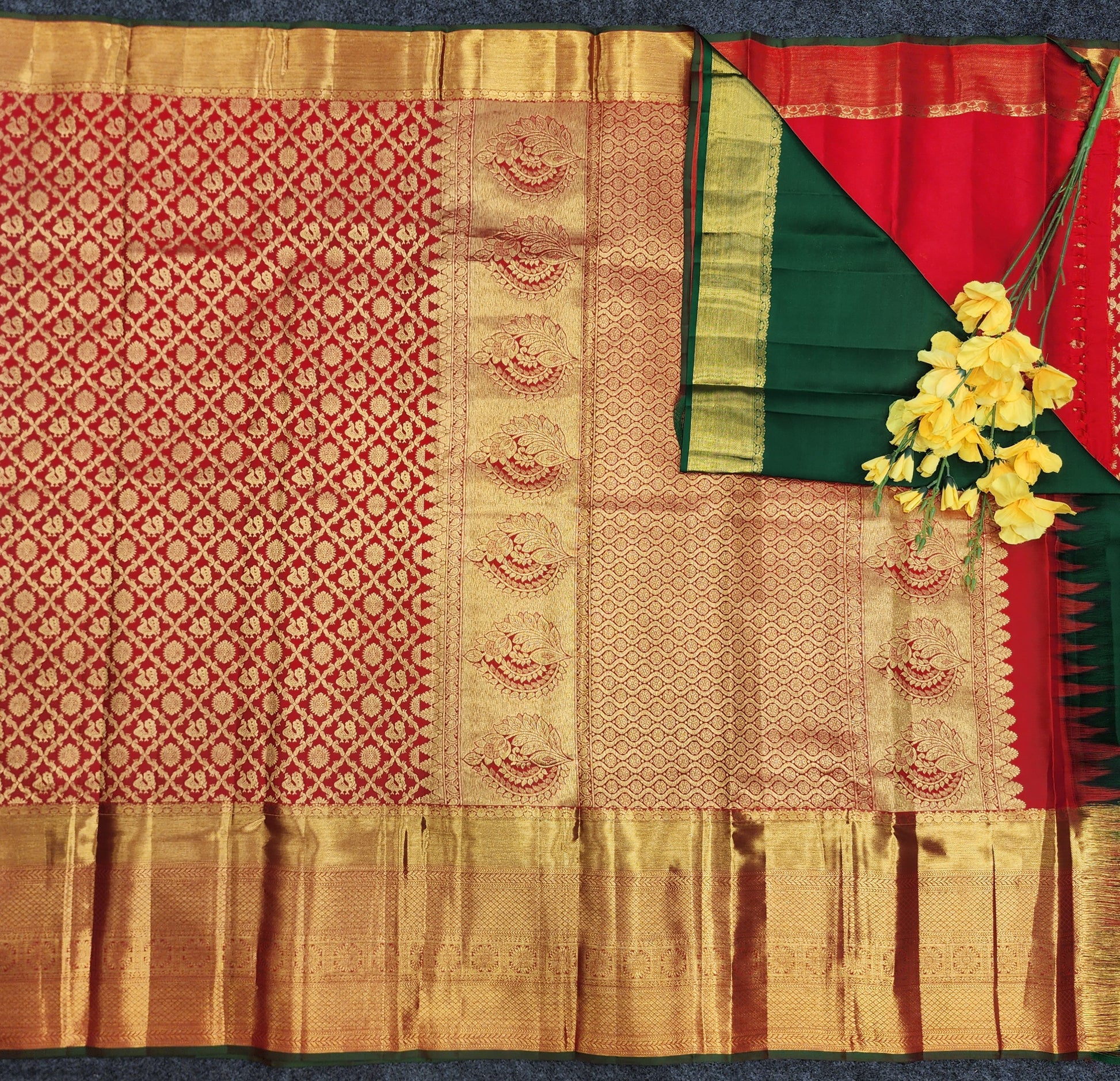 Pure Resham Bridal Kanchi Pattu Handloom Saree - Ambica Wedding Mall