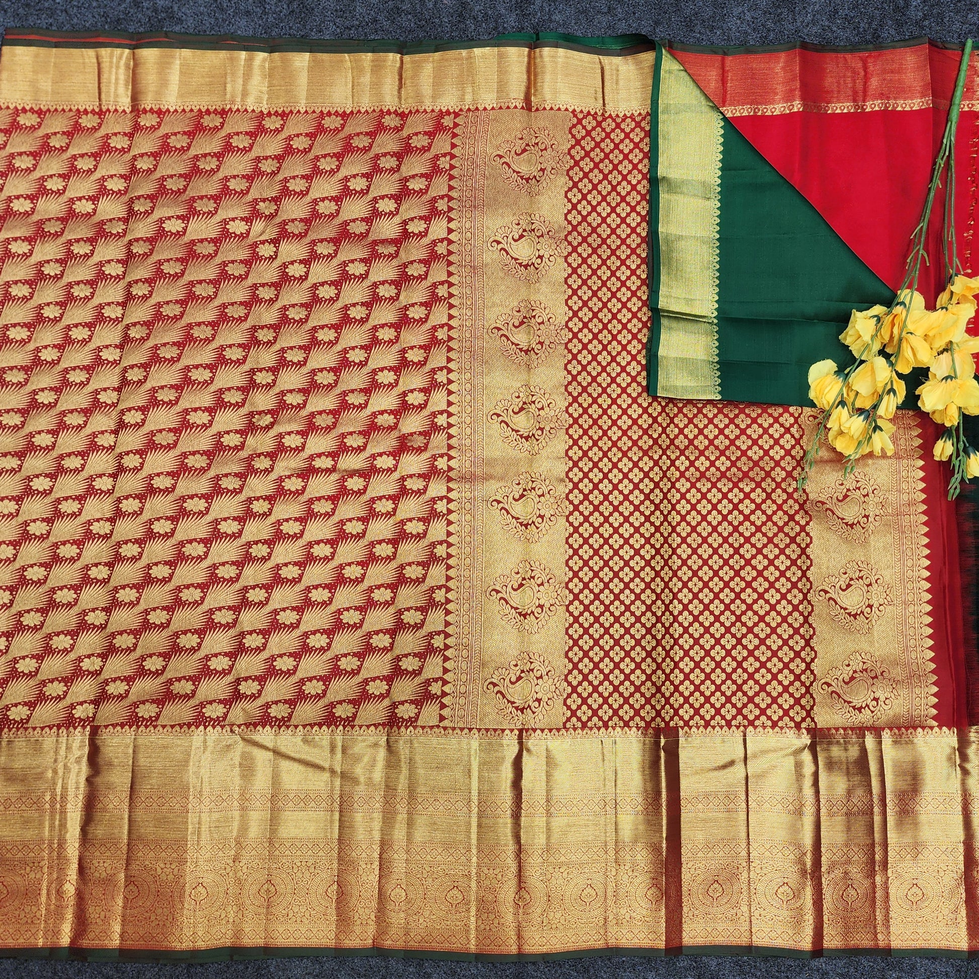 Pure Resham Bridal Kanchi Pattu Handloom Saree - Ambica Wedding Mall