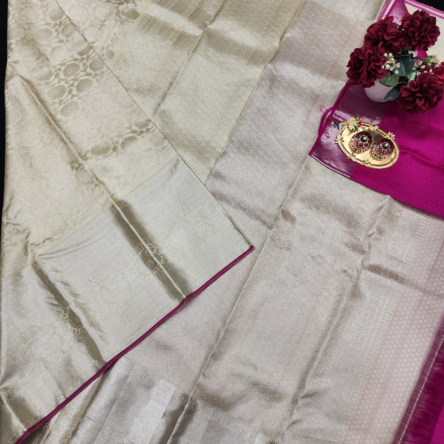 Pure Kanchi Pattu Handloom Talambralu Saree - Ambica Wedding Mall