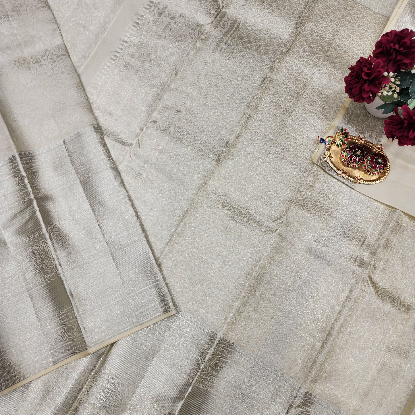 Pure Kanchi Pattu Handloom Talambralu Saree - Ambica Wedding Mall
