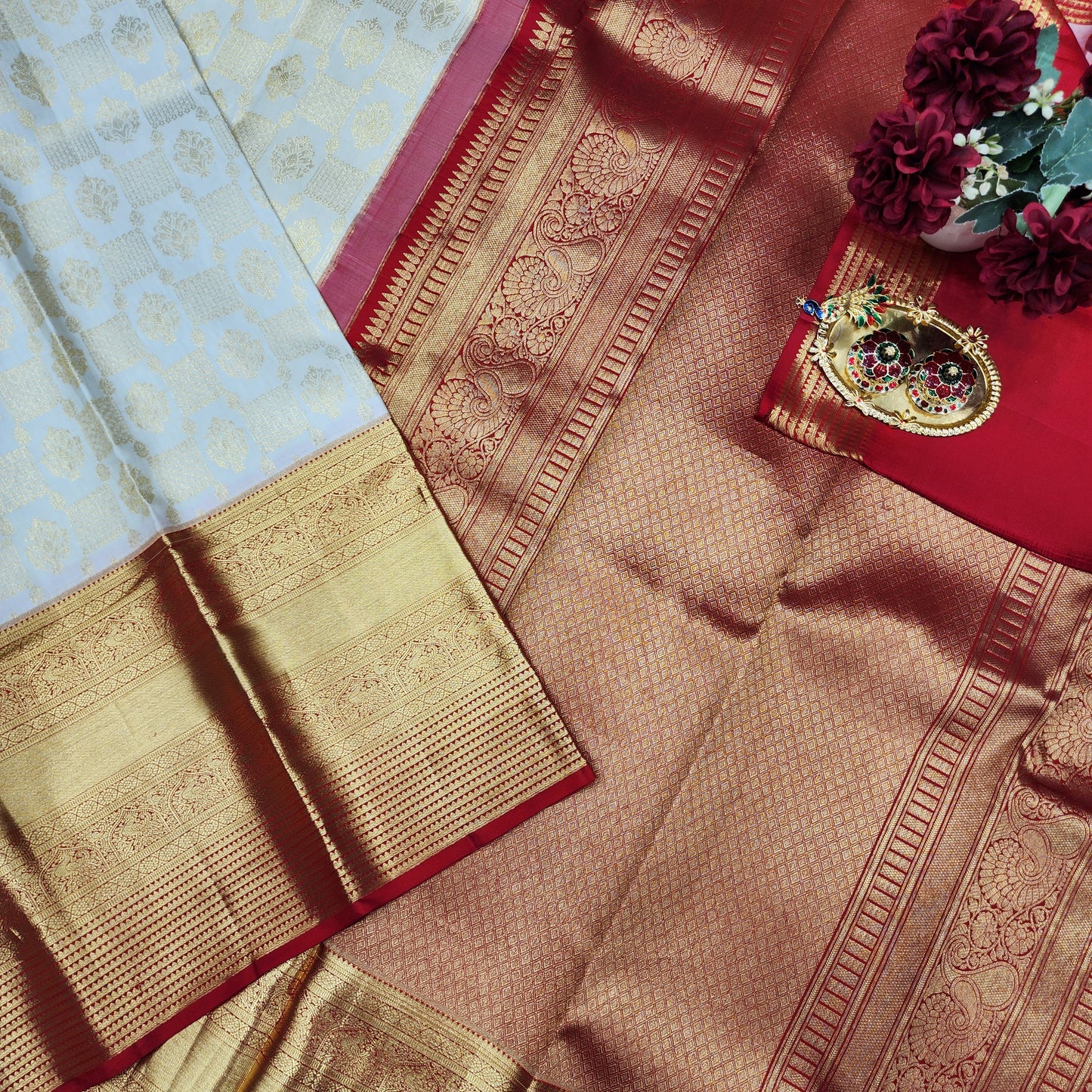 Pure Kanchi Pattu Handloom Talambralu Saree - Ambica Wedding Mall