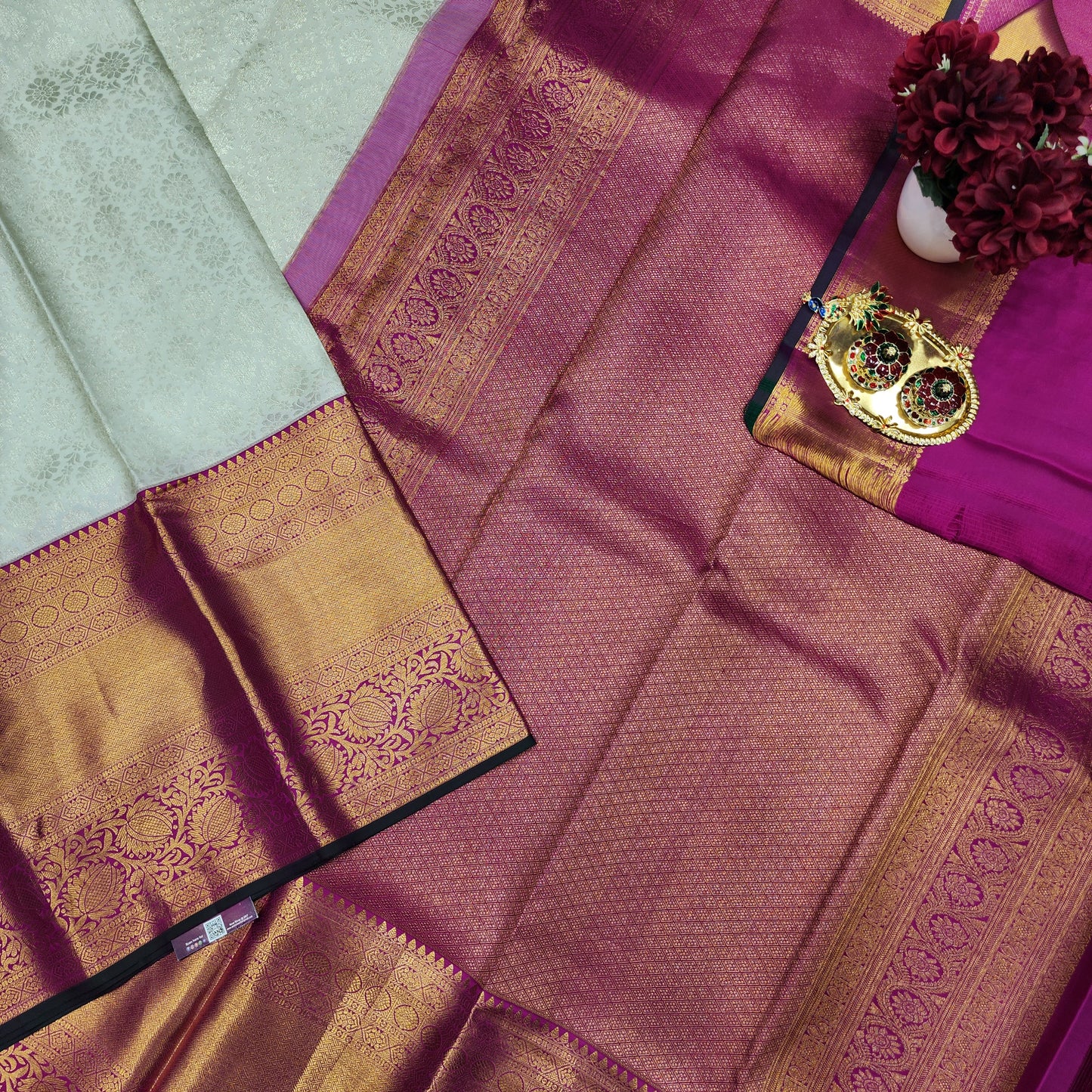 Pure Kanchi Pattu Handloom Talambralu Saree - Ambica Wedding Mall