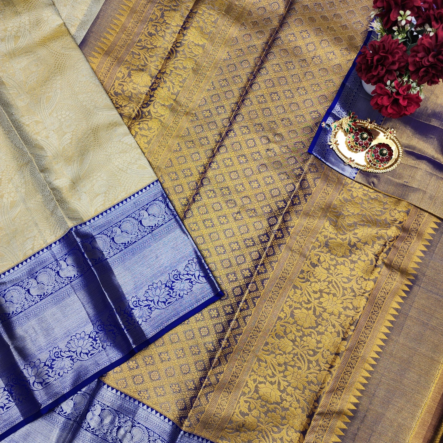 Pure Kanchi Pattu Handloom Talambralu Saree - Ambica Wedding Mall