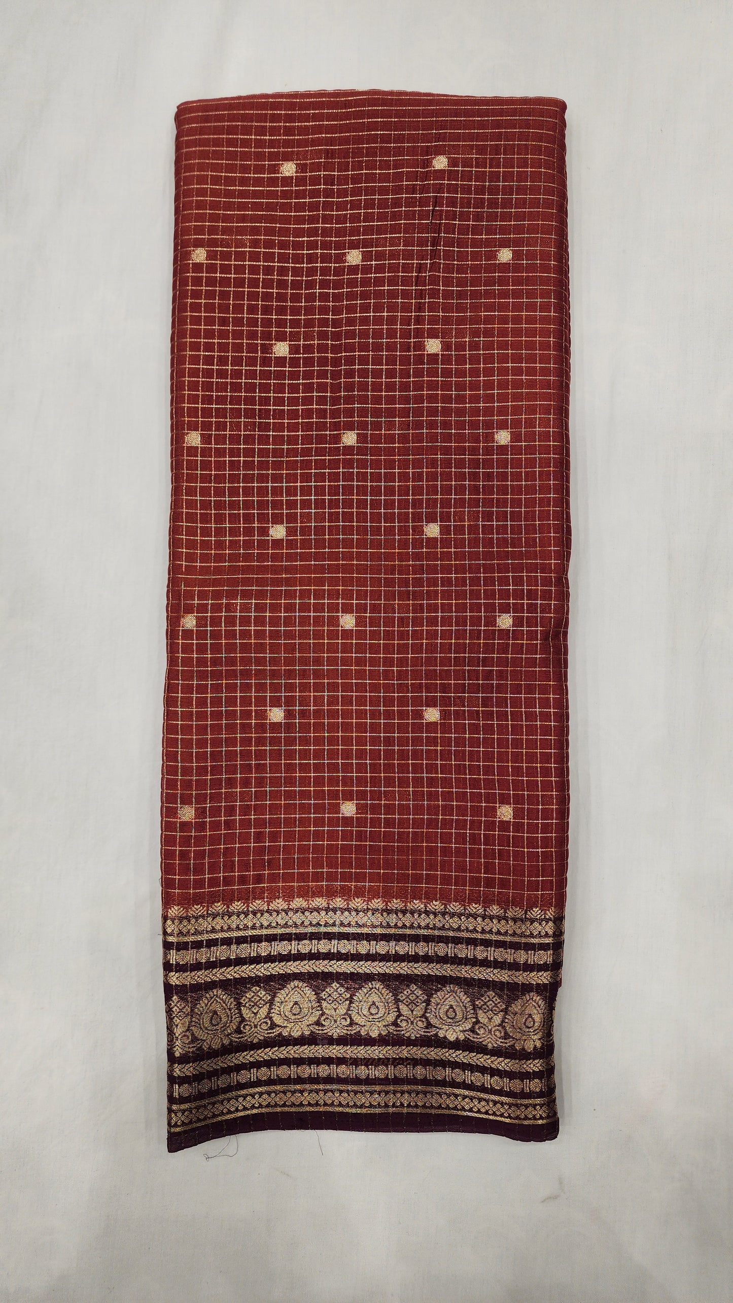 Fancy Checks Butta Saree - B1450