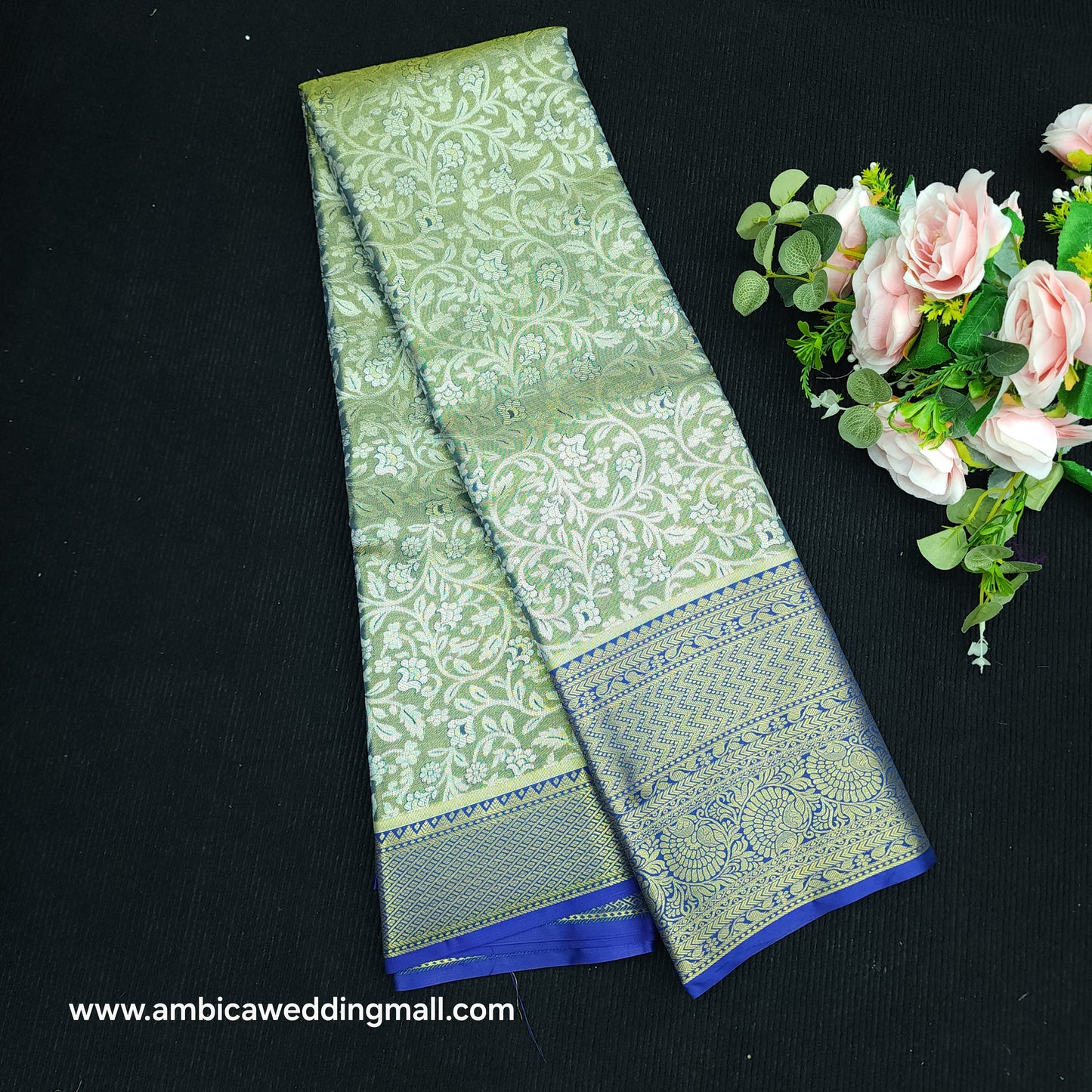 1 Gram Gold zari semi kanchi pattu saree - K1400