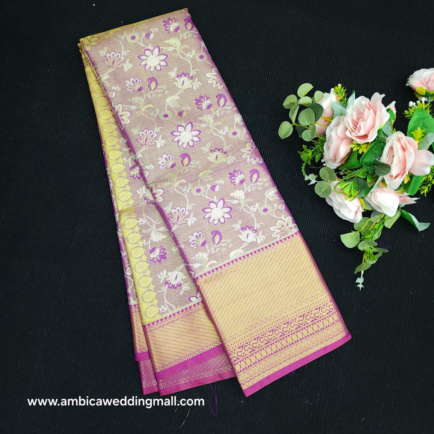 1 Gram Gold zari semi kanchi pattu saree - K1400