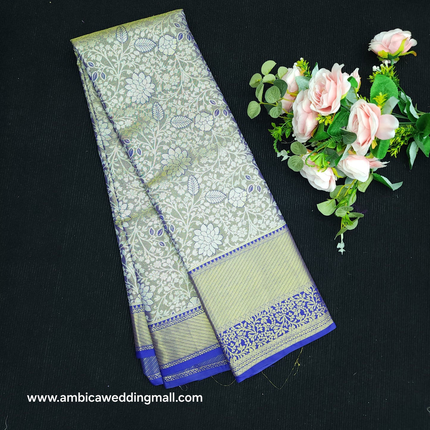 1 Gram Gold zari semi kanchi pattu saree - K1400