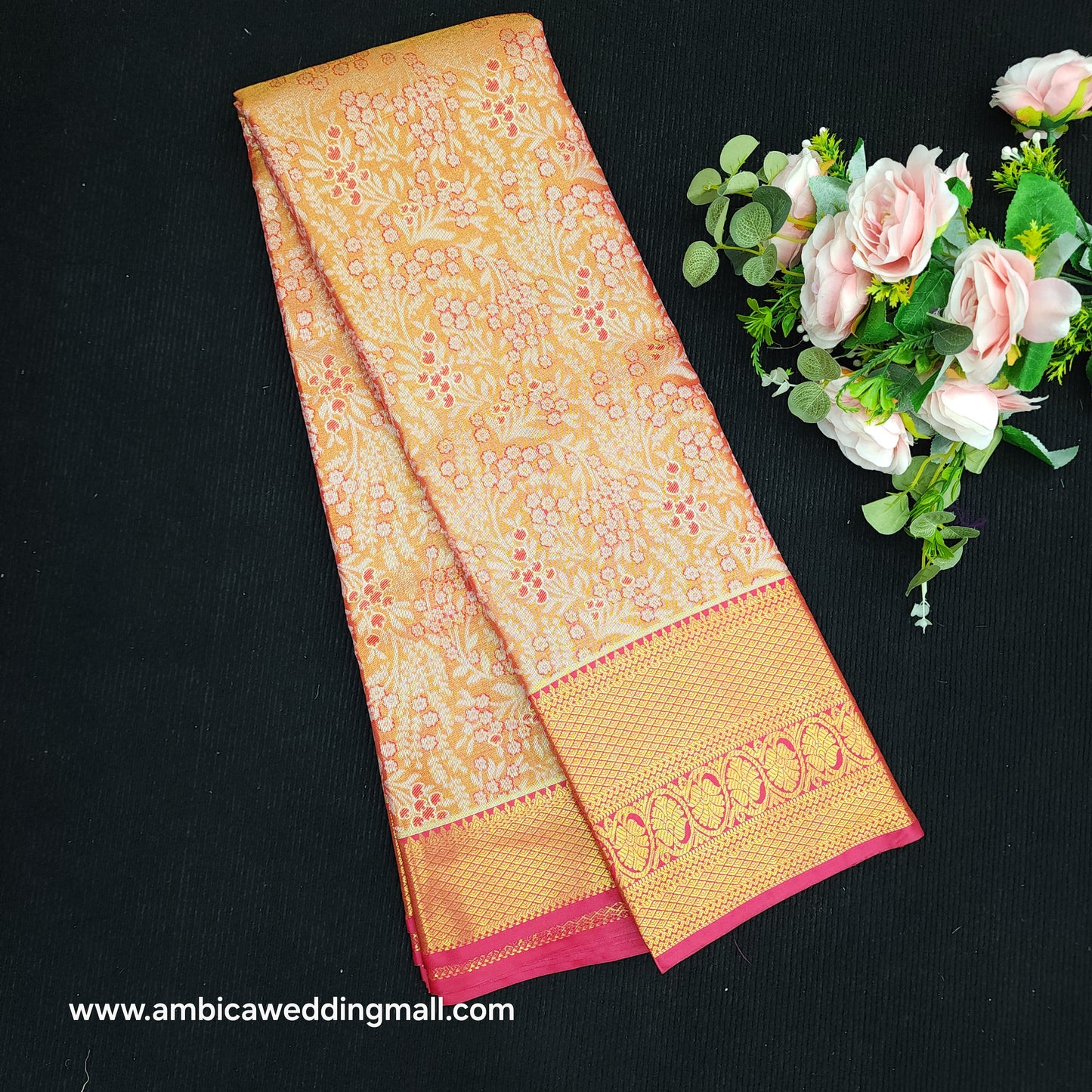 1 Gram Gold zari semi kanchi pattu saree - K1400