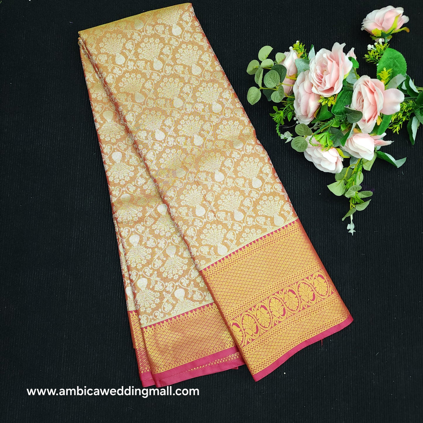 1 Gram Gold zari semi kanchi pattu saree - K1400