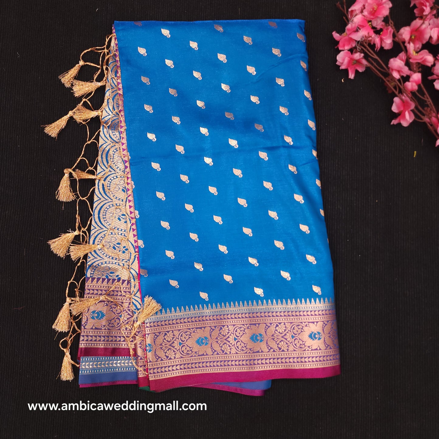 Semi Katan Banarasi Butta Saree - K1250