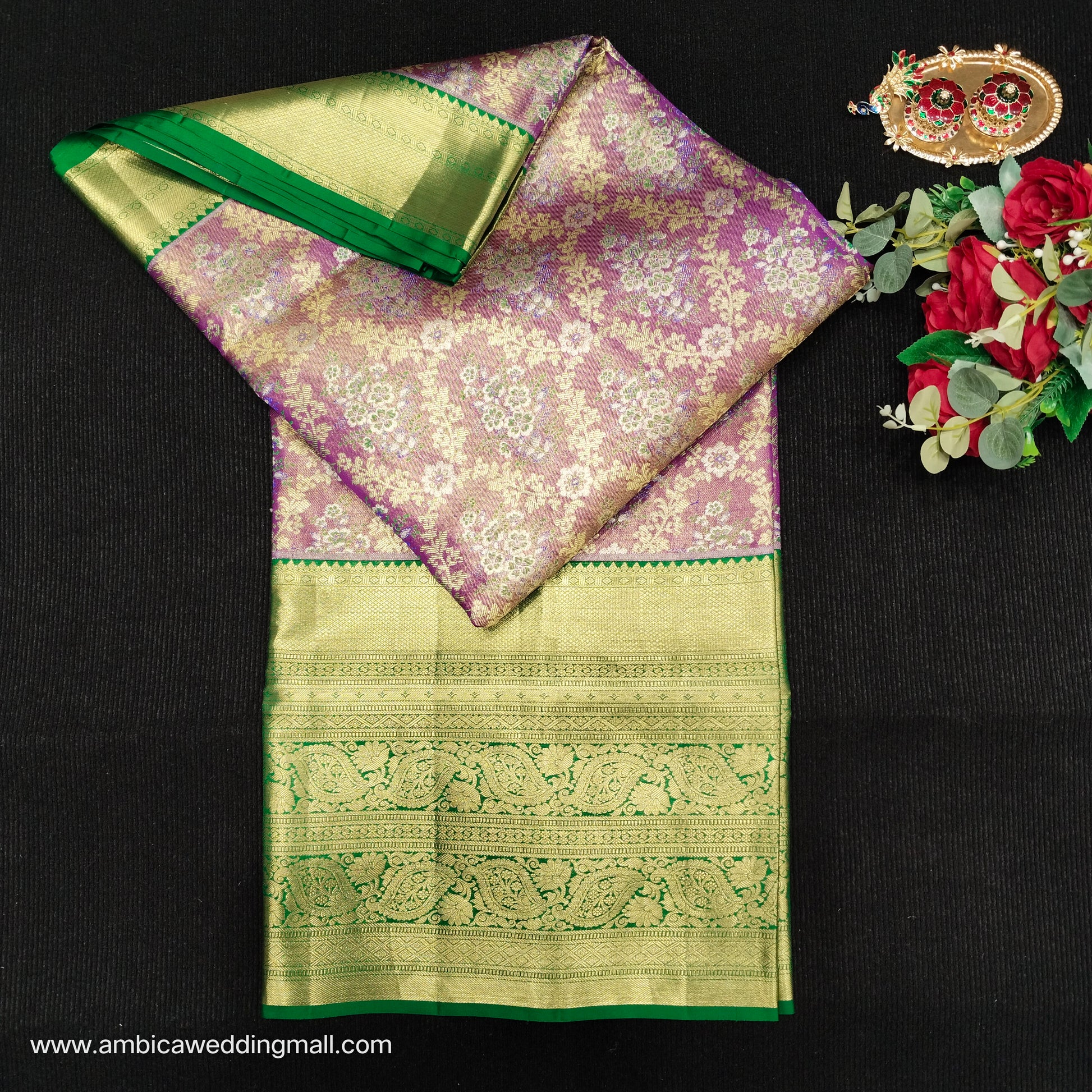 Pure Tissue Bridal Kanchi Pattu Handloom Saree - Ambica Wedding Mall