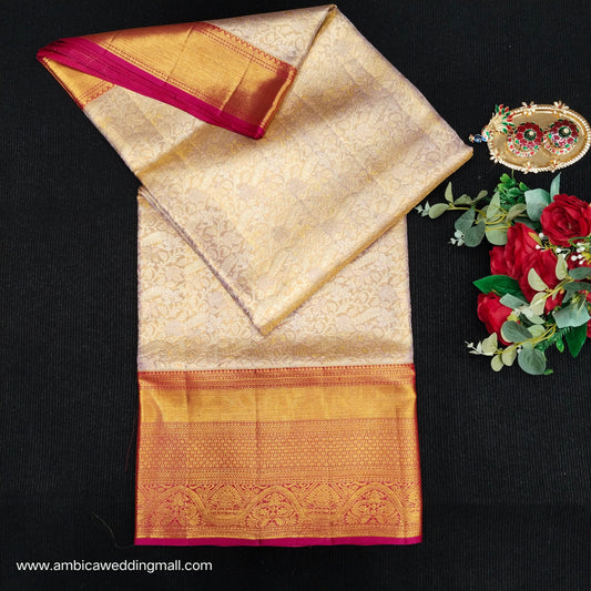 Pure tissue Bridal Kanchi Pattu Handloom Saree - Ambica Wedding Mall
