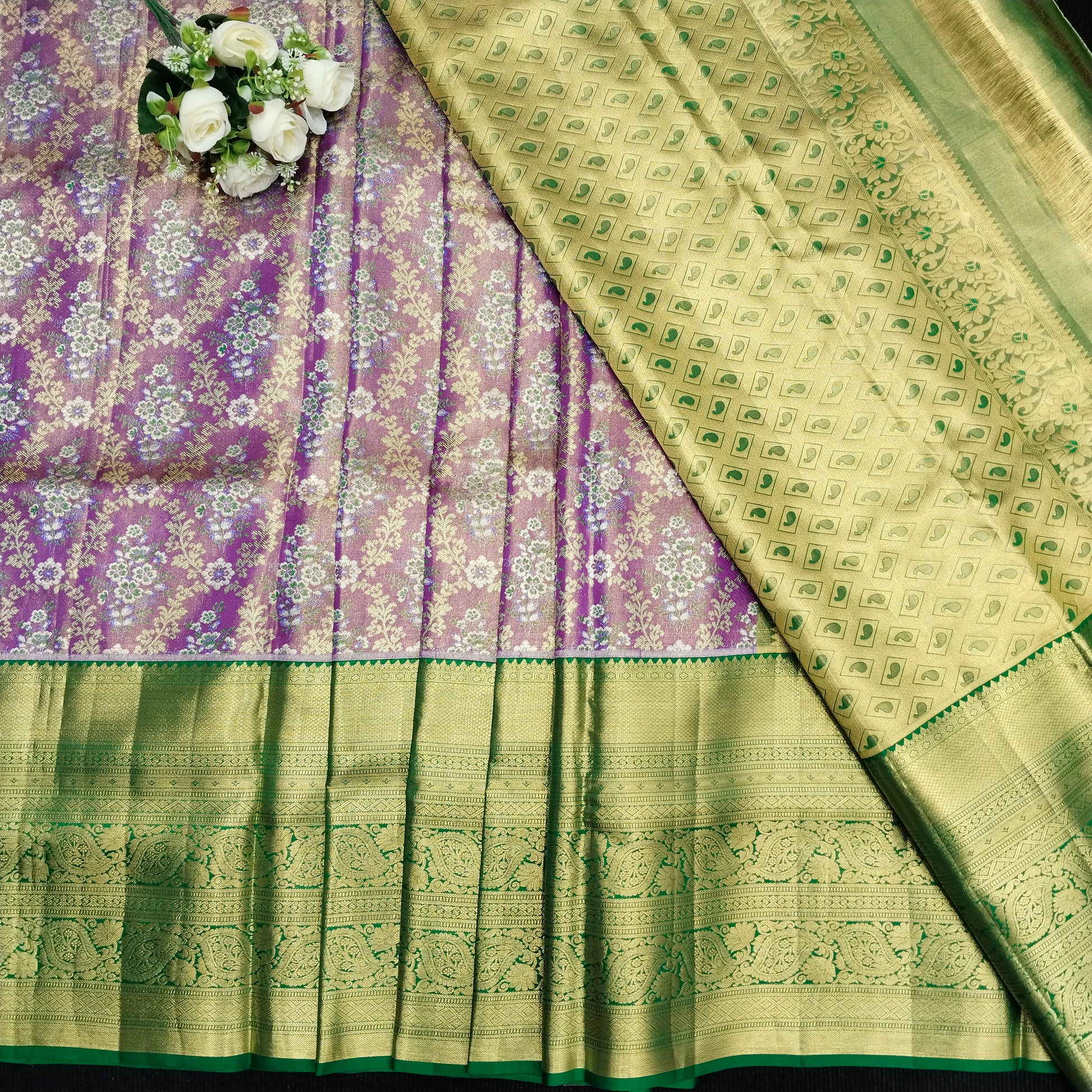 Pure Tissue Bridal Kanchi Pattu Handloom Saree - Ambica Wedding Mall