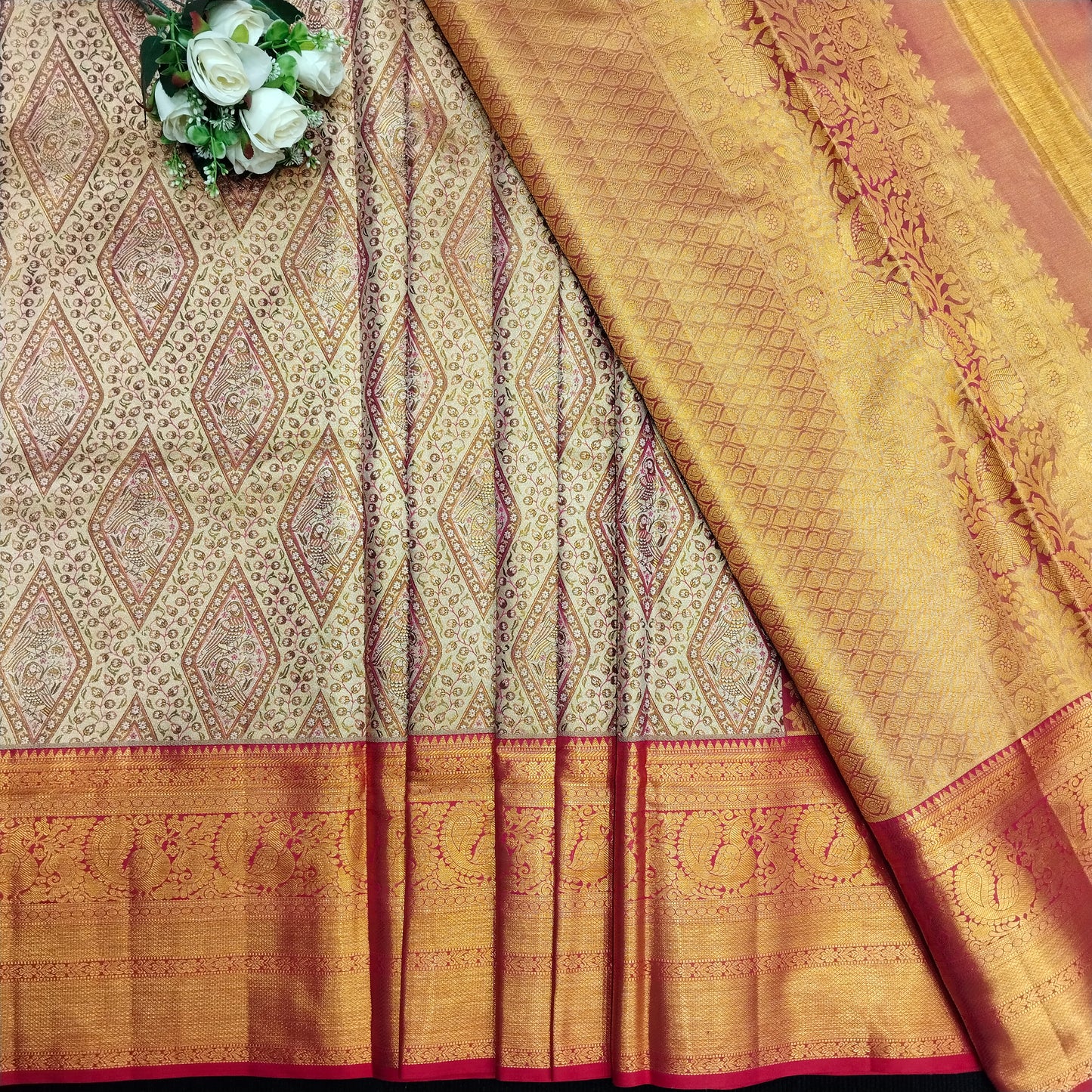 Pure tissue Bridal Kanchi Pattu Handloom Saree - Ambica Wedding Mall