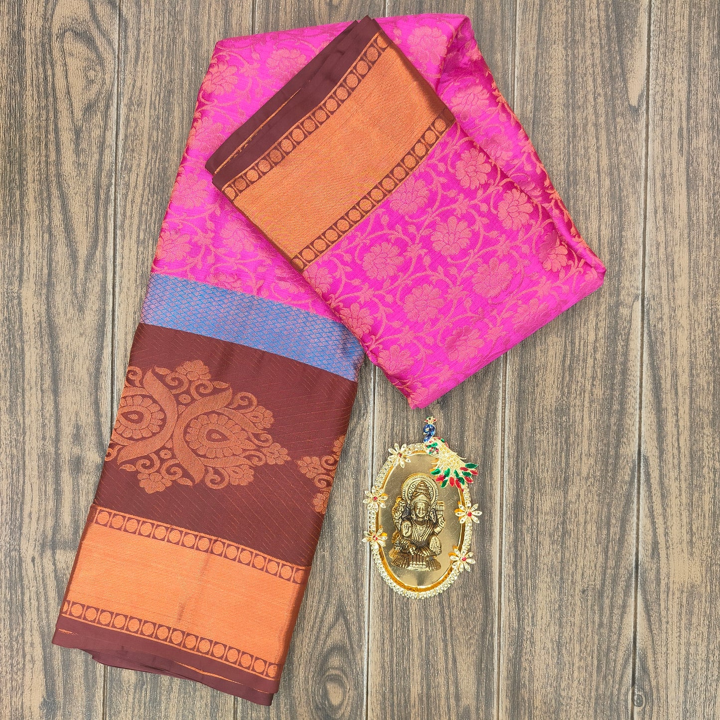 Kanchi Pattu Brocade Halfmix Saree - Ambica Wedding Mall