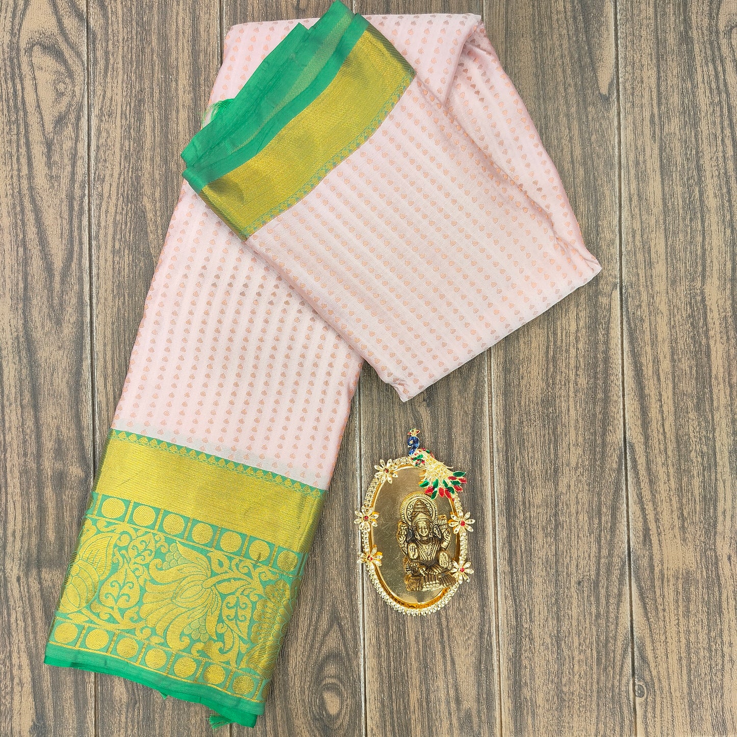 Kanchi Pattu Brocade Halfmix Saree - Ambica Wedding Mall