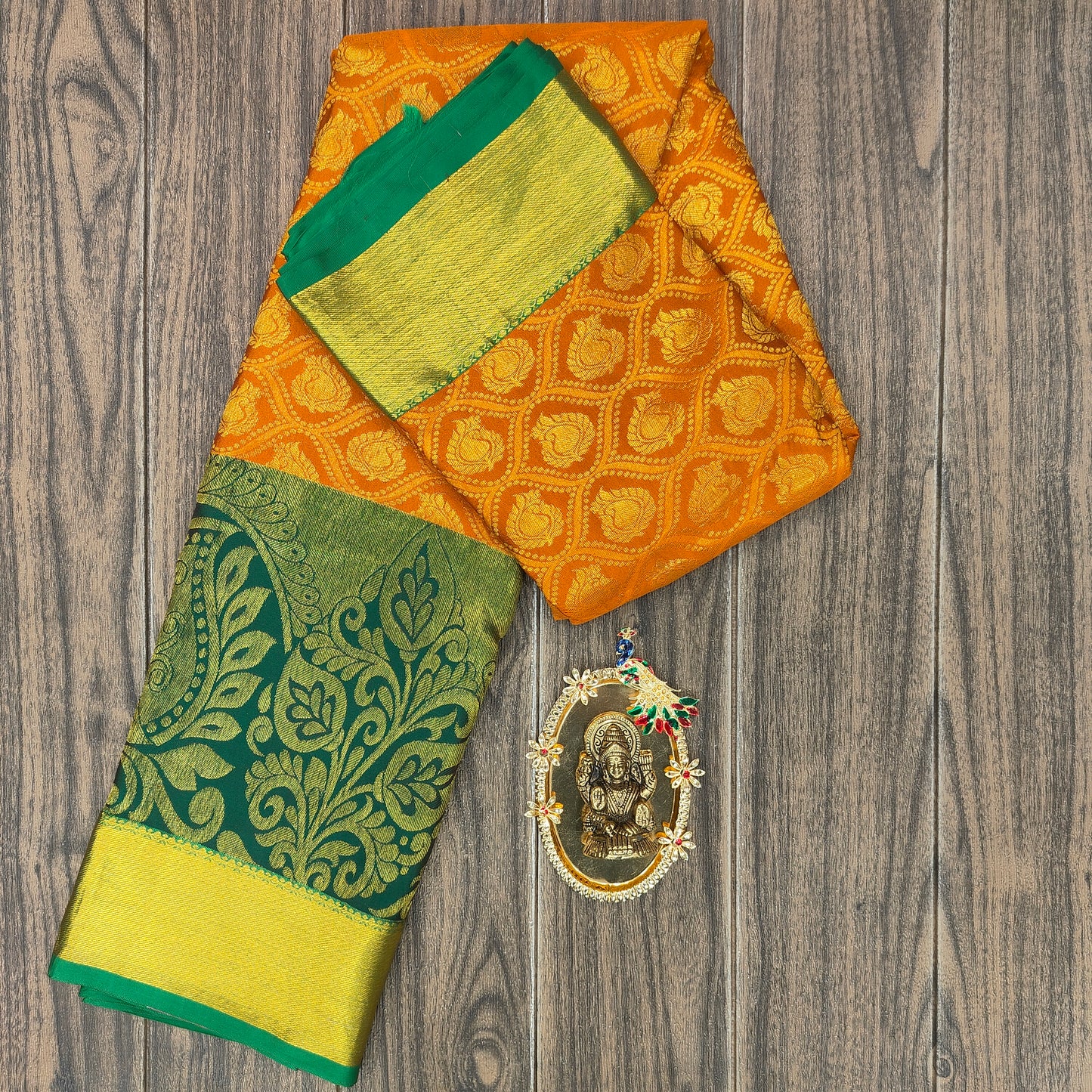 Kanchi Pattu Brocade Halfmix Saree - Ambica Wedding Mall