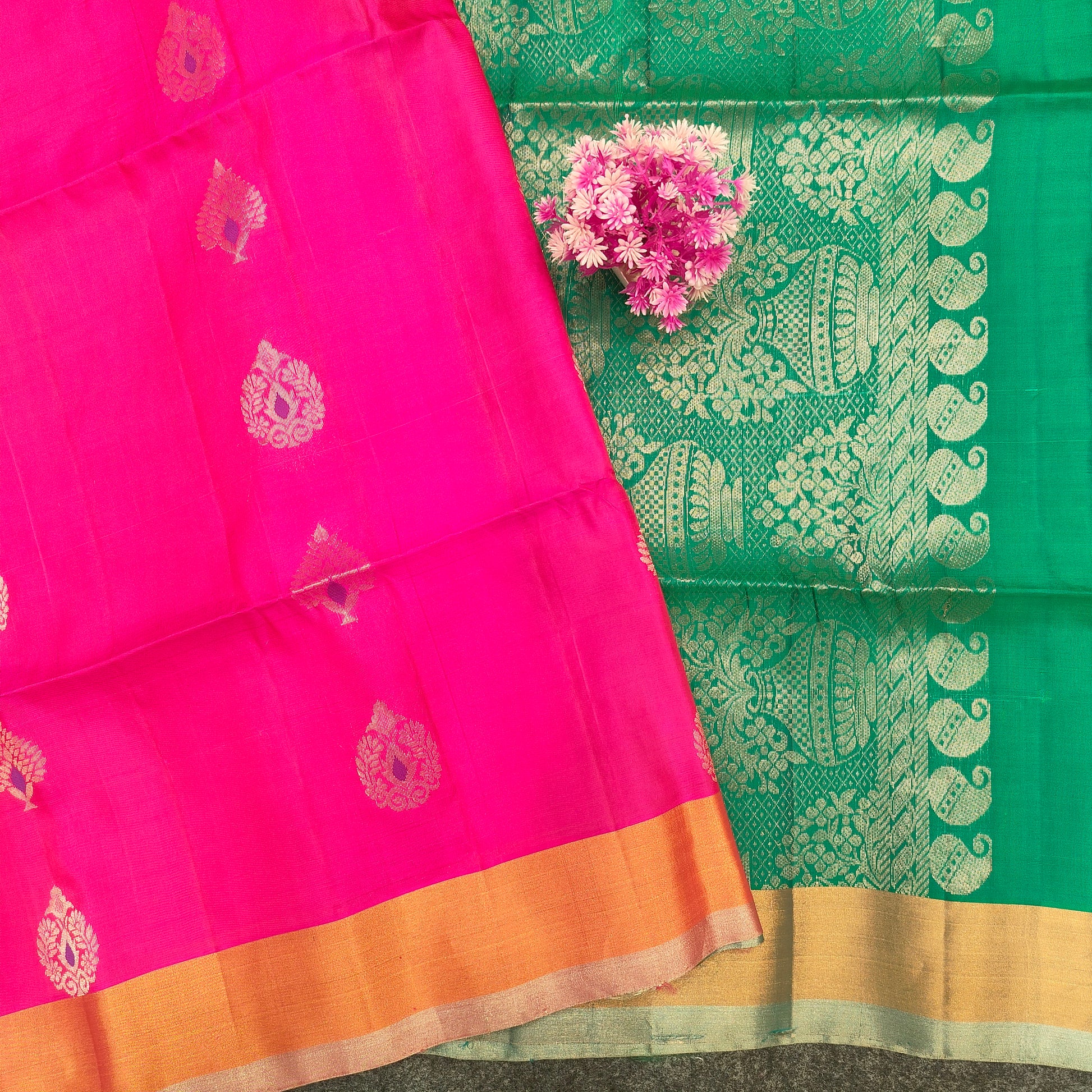 ✨Kanchi Pattu Bentex Border Saree - Ambica Wedding Mall