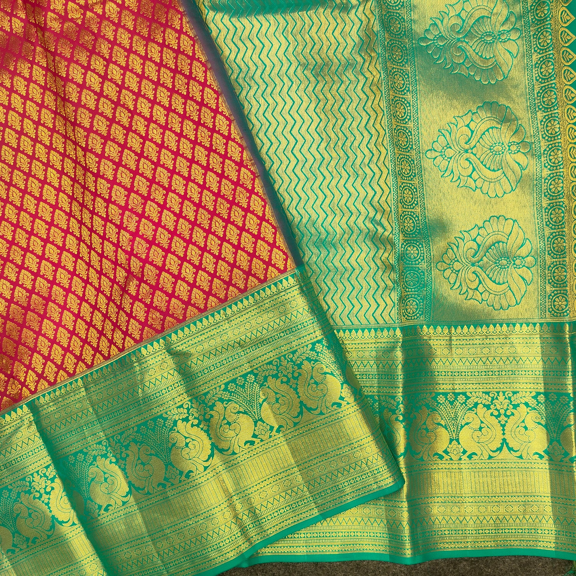 Pure Resham Bridal Kanchi Pattu Handloom Saree - Ambica Wedding Mall