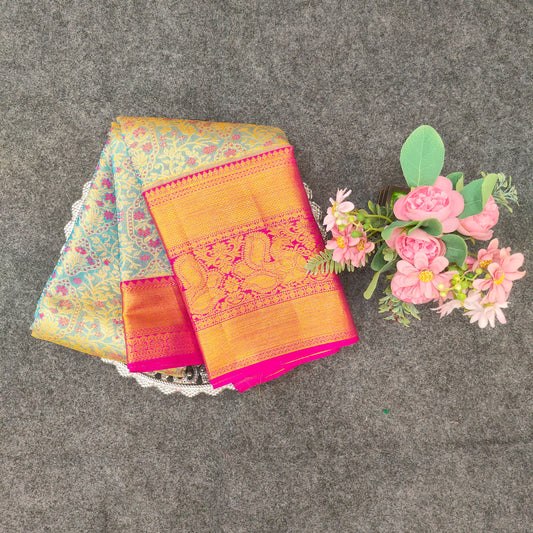 Pure Resham Bridal Kanchi Pattu Handloom Saree - Ambica Wedding Mall