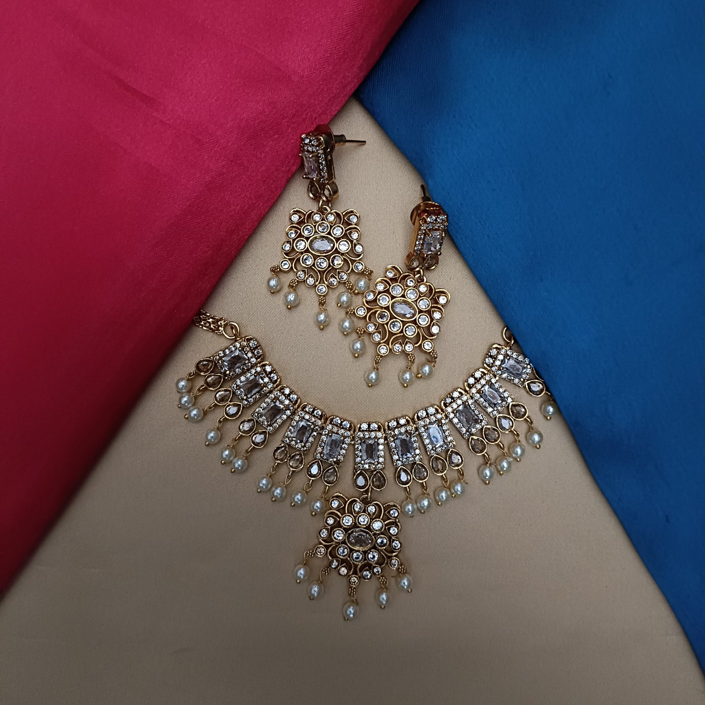 Beautiful Victorian Mini Haaram In White Stone
