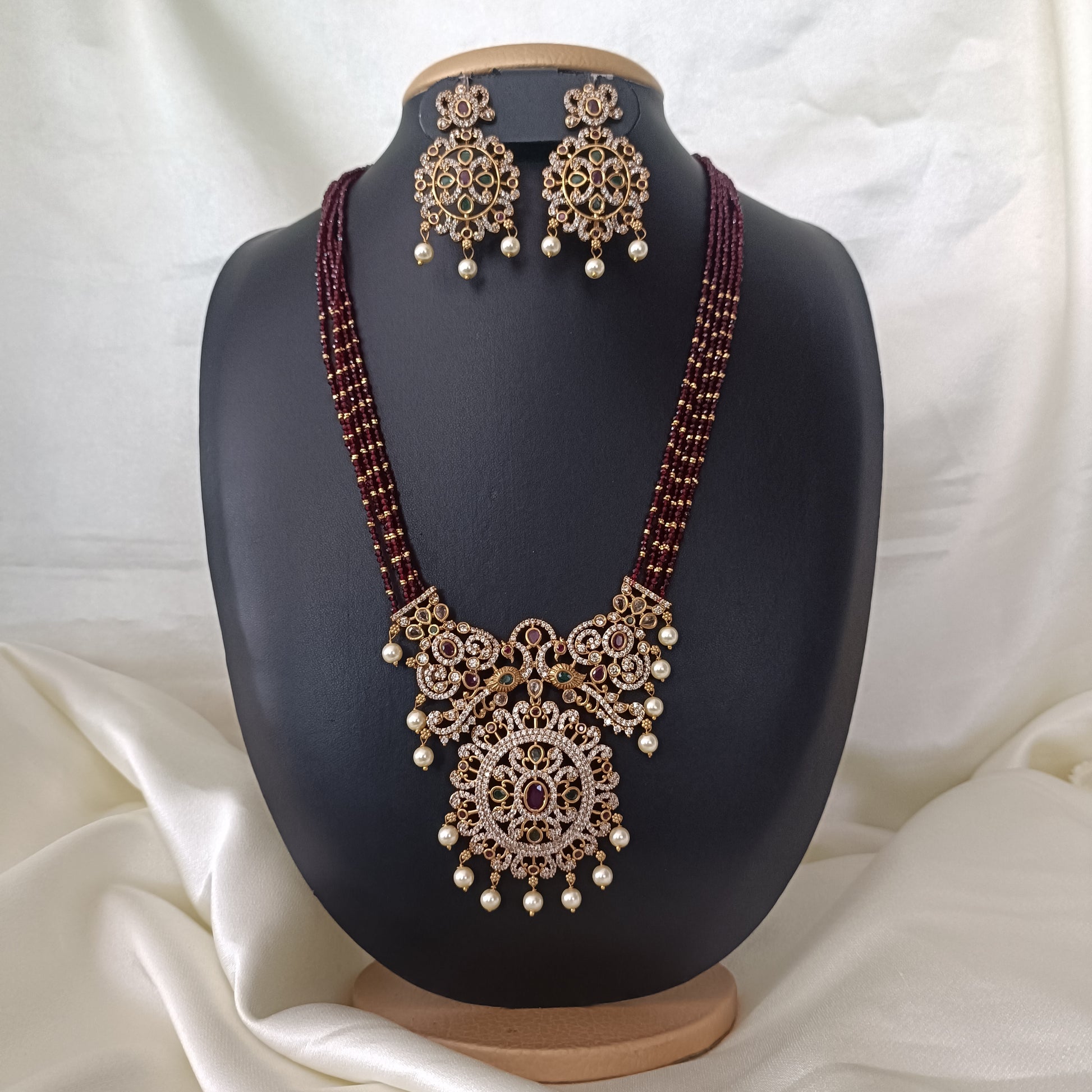 Beautiful Maroon Fancy Crystal Maala - Ambica Wedding Mall