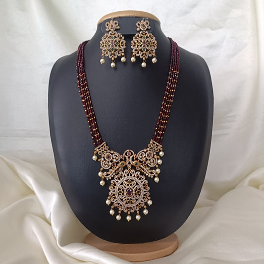 Beautiful Maroon Fancy Crystal Maala - Ambica Wedding Mall