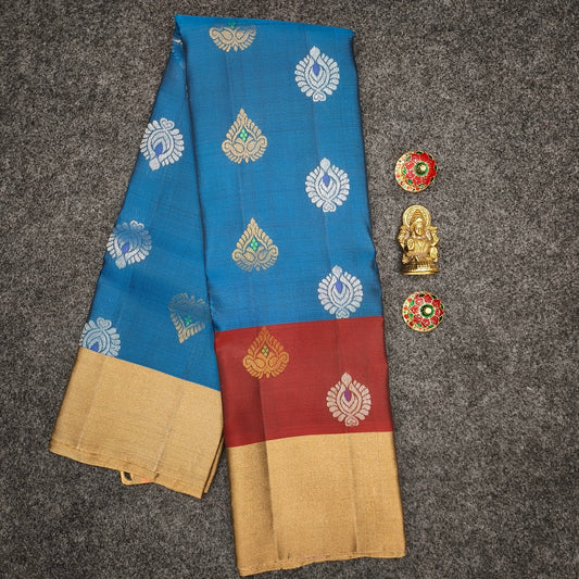 ✨Kanchi Pattu Bentex Border Butta Saree - Ambica Wedding Mall