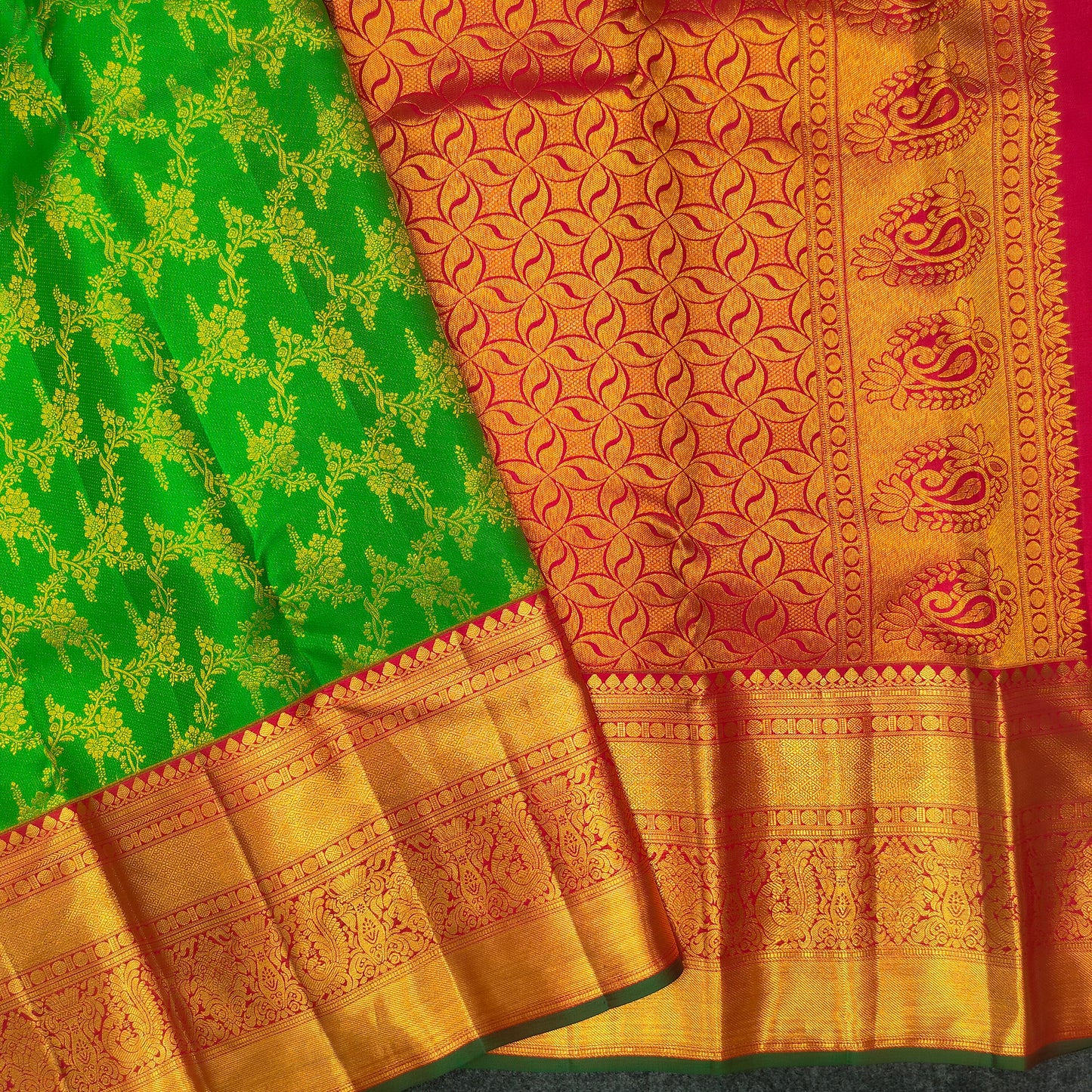 Pure Resham Bridal Kanchi Pattu Handloom Saree - Ambica Wedding Mall