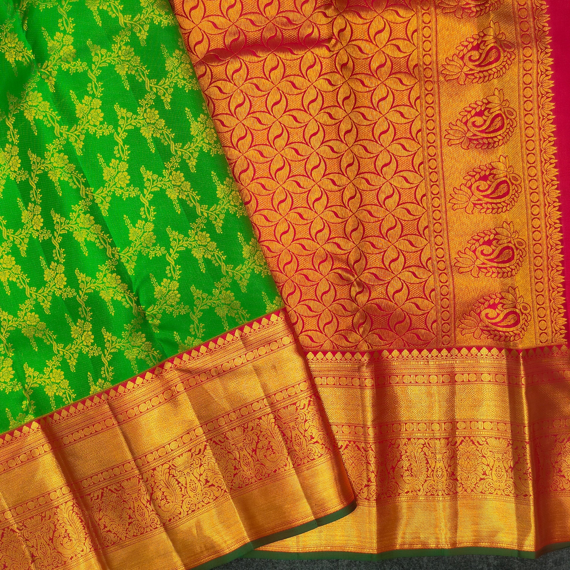 Pure Resham Bridal Kanchi Pattu Handloom Saree - Ambica Wedding Mall