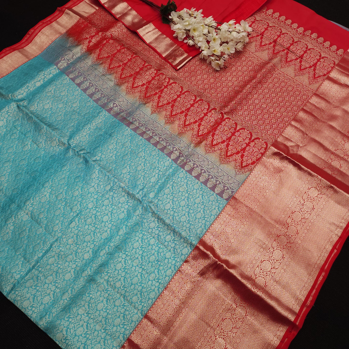 Pure German Silver Zari Pattu Saree