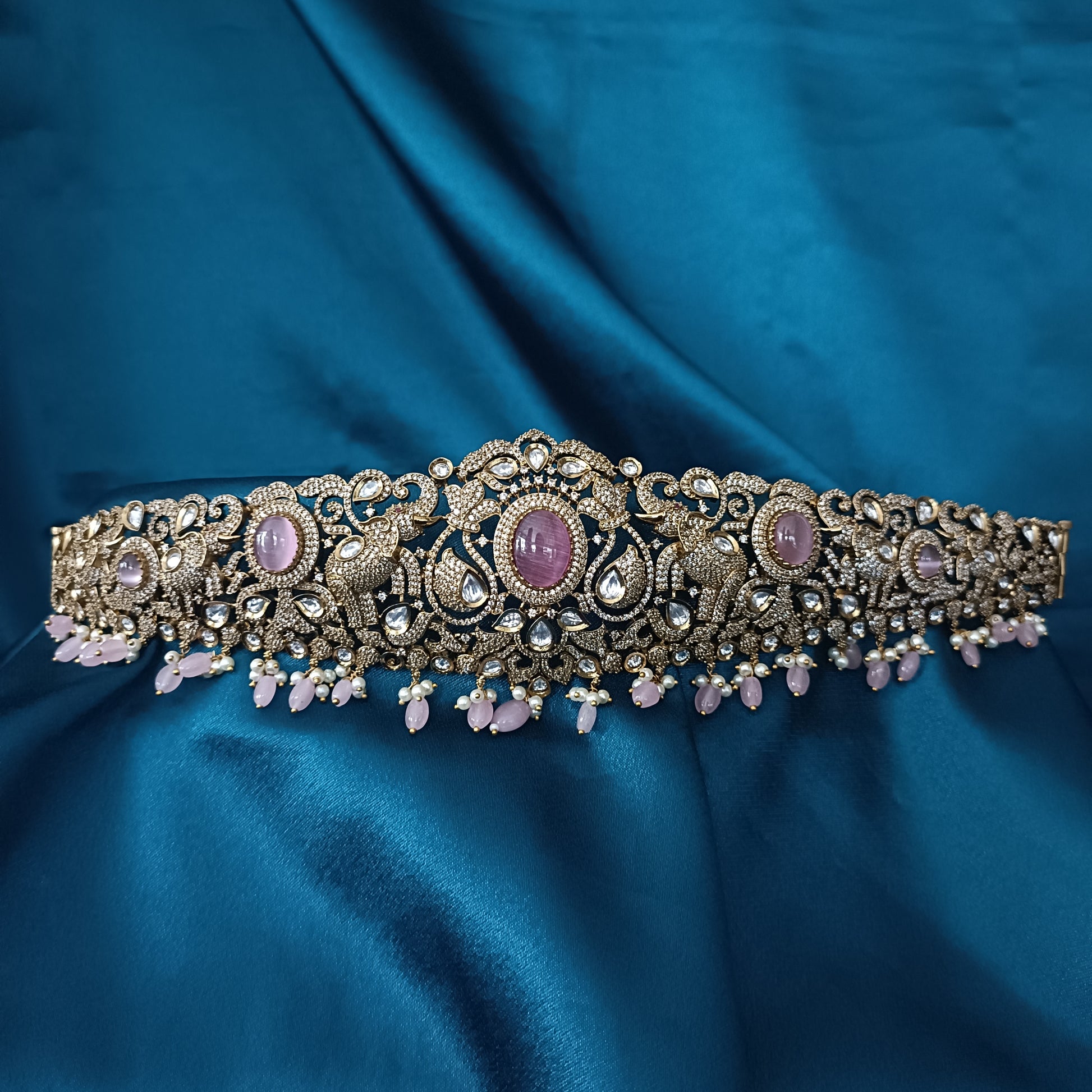 Beautiful Mehandi Polished Vaddanam With peacock design - Ambica Wedding Mall