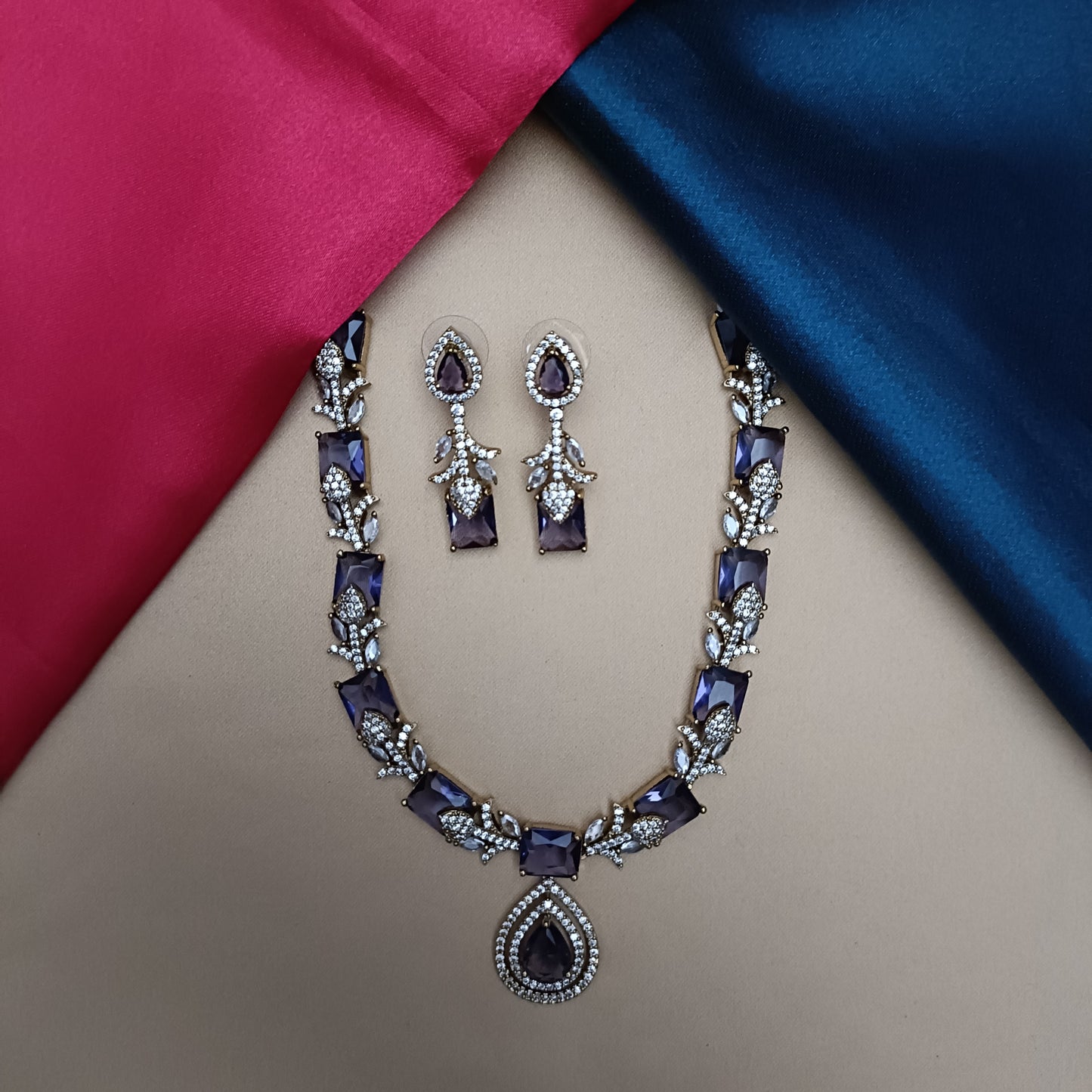 Elegant Victorian Mini Haaram In Purple Stone
