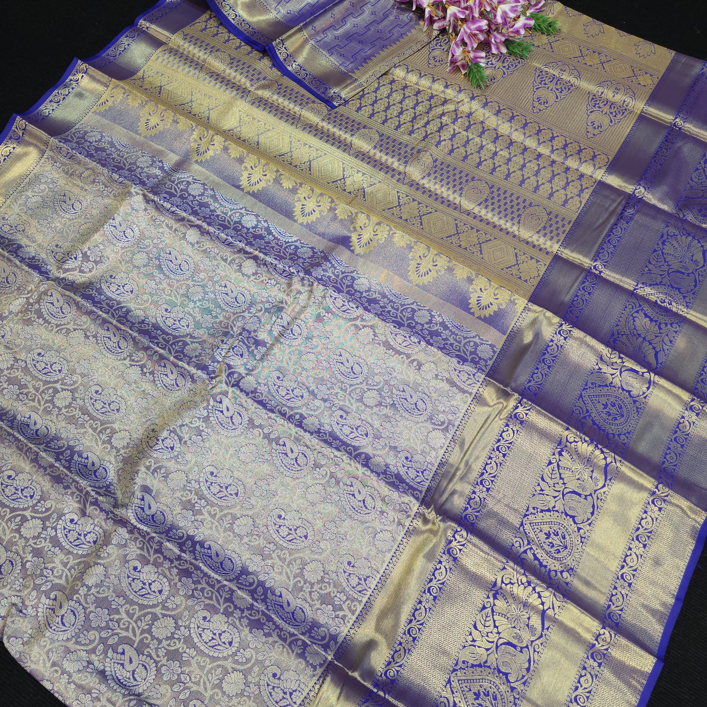 ✨️Semi Kanchi Pattu One Gram Gold Saree💫