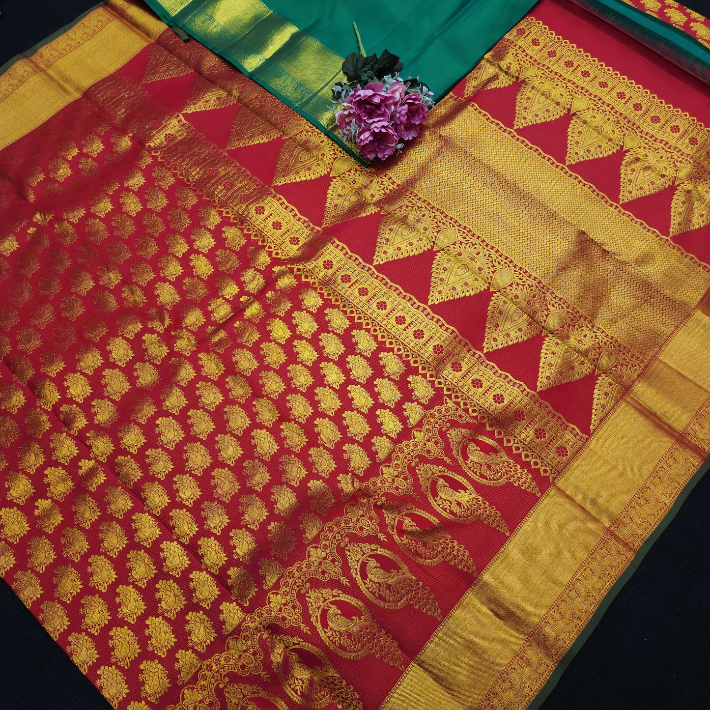 Special Red Muhurtham Kanchi Pattu Bridal Handloom Saree
