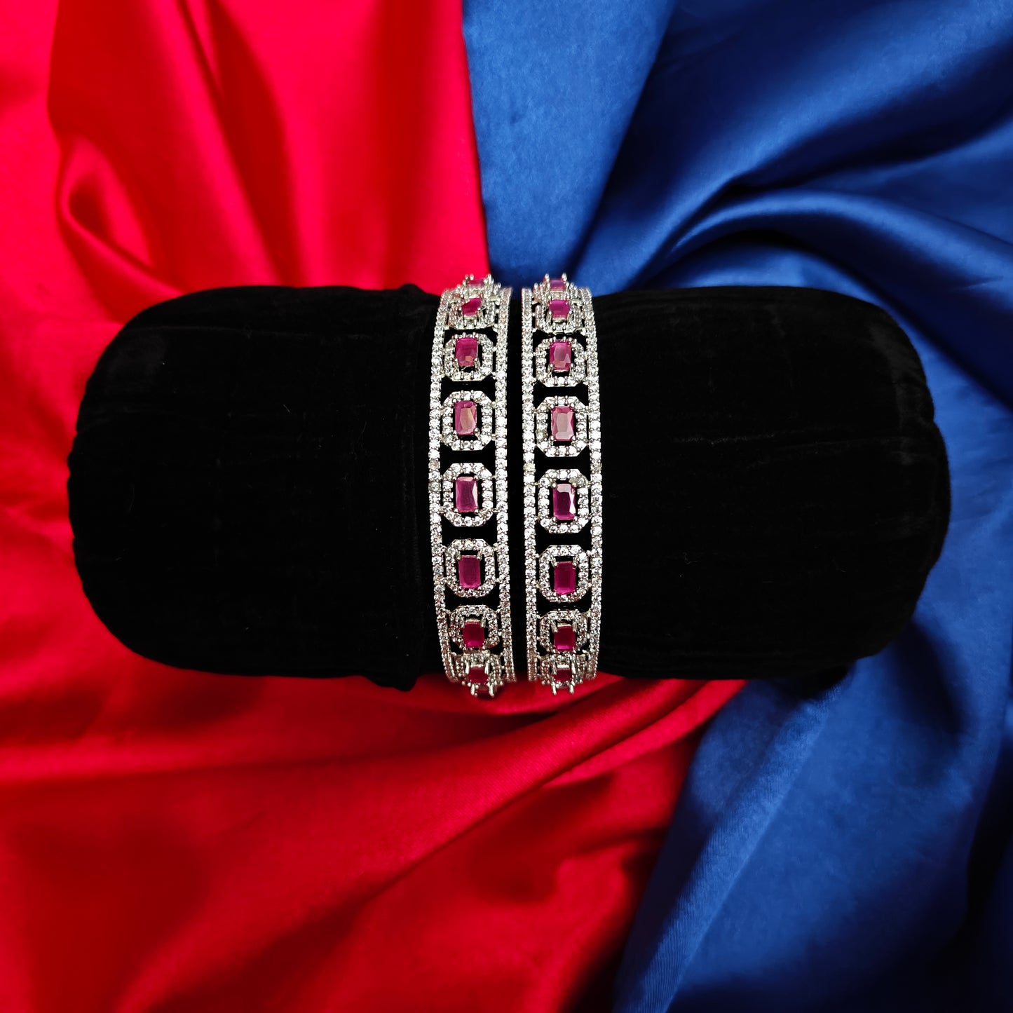 Beautiful Silver Bangle In Ruby Stone