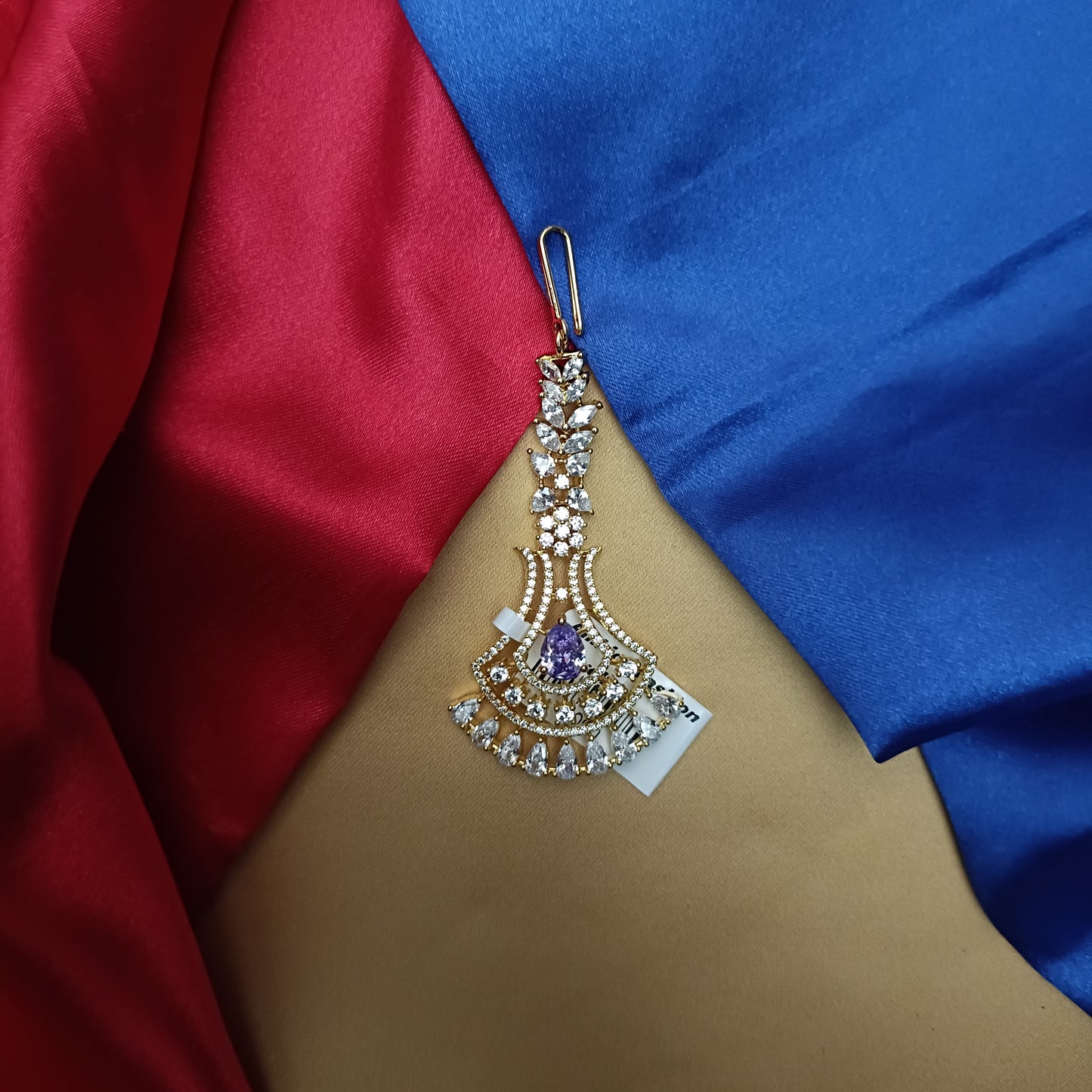 Beautiful CZ Tika In Lavender Stone
