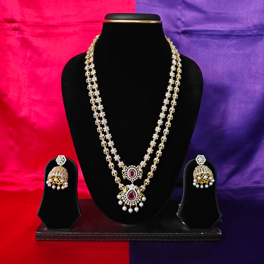 Beautiful GJ Layered Necklace In Ruby Stone