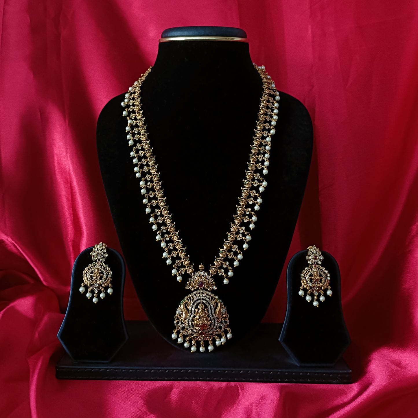 Beautiful Nakshi Long Necklace With Laxmi Idol